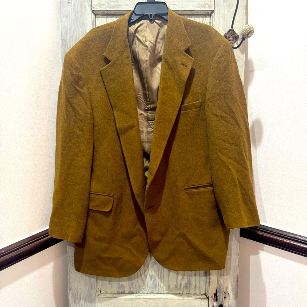 Evan Picone Mens Sport Coat Size 40L Tan Camel Hair 2-Button Jacket Blazer